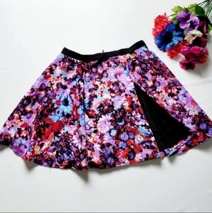Nasty Gal Multicolor Floral Skater Skirt Size XS
